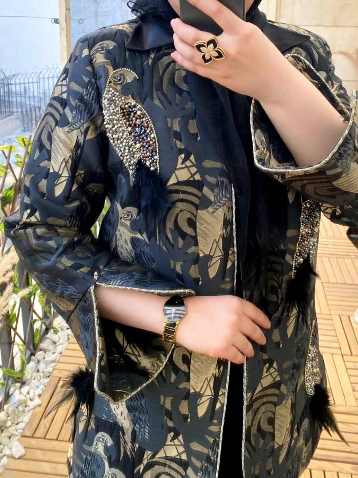 کت ژاکارد طوطی