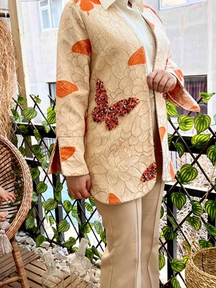 کت ژاکارد جواهردوزی پروانه