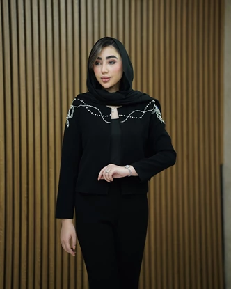 ست کت کراپ و شلوار مدل کمند