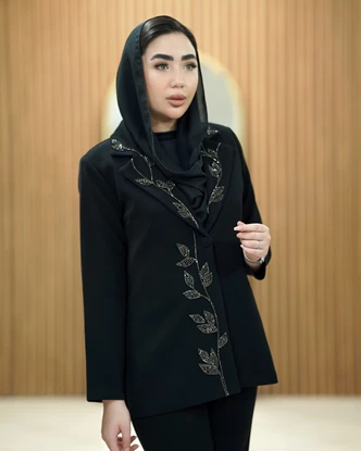 کت جواهردوزی شده یقه انگلیسی مدل آیناز
