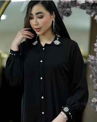 شومیز مشکی جواهردوزی مدل شکوفه 
