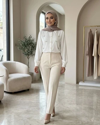 شومیز سفید جواهردوزی مدل ساره