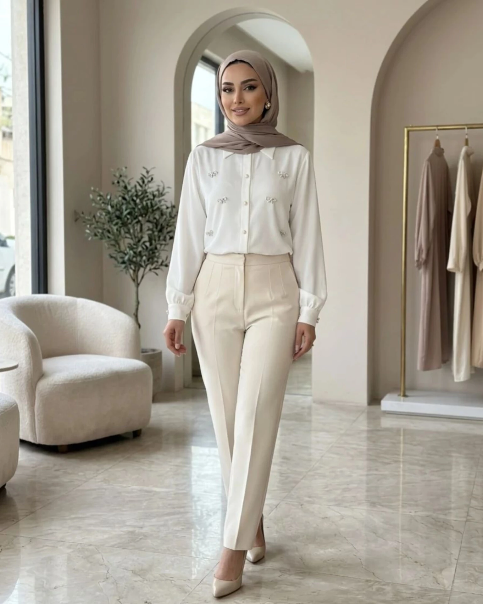 شومیز سفید جواهردوزی مدل ساره